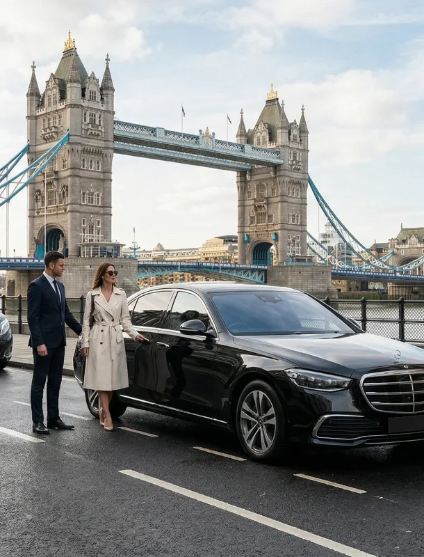 Private chauffeur vehicle on a London sightseeing journey